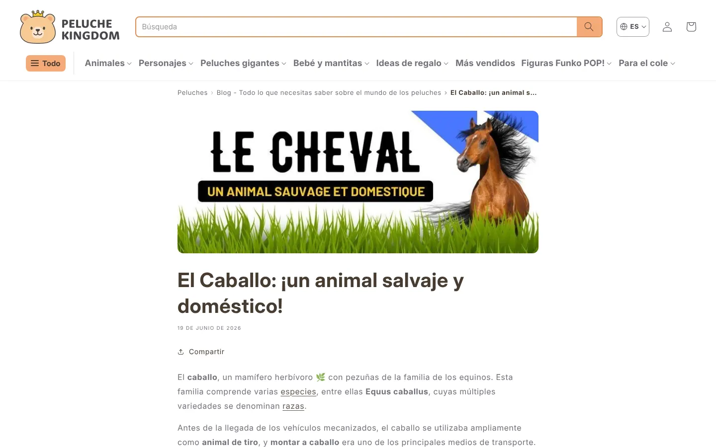 Blog article about the horse, translated into Spanish.